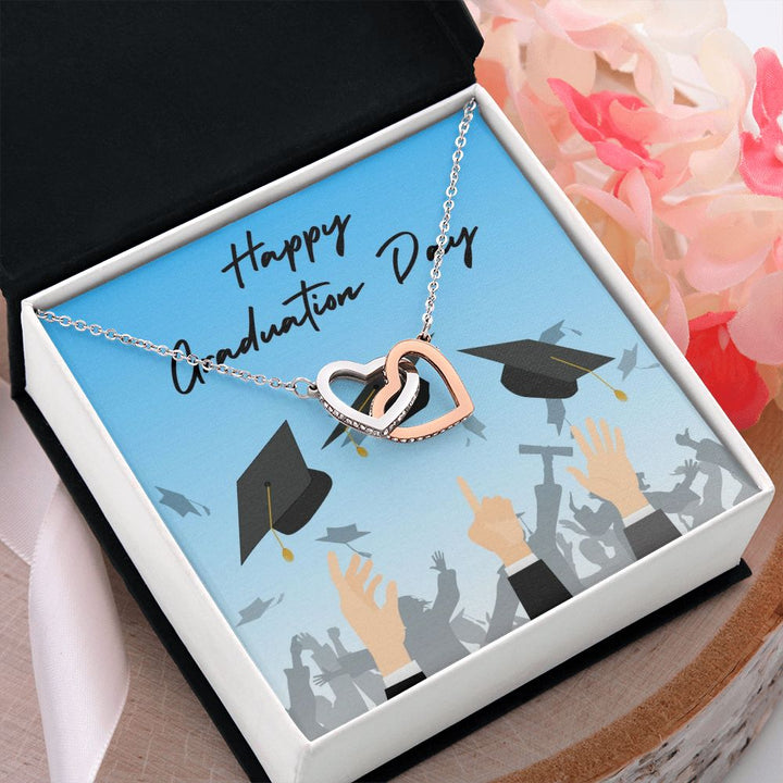 Happy Graduation | The World Awaits - Interlocking Hearts Necklace