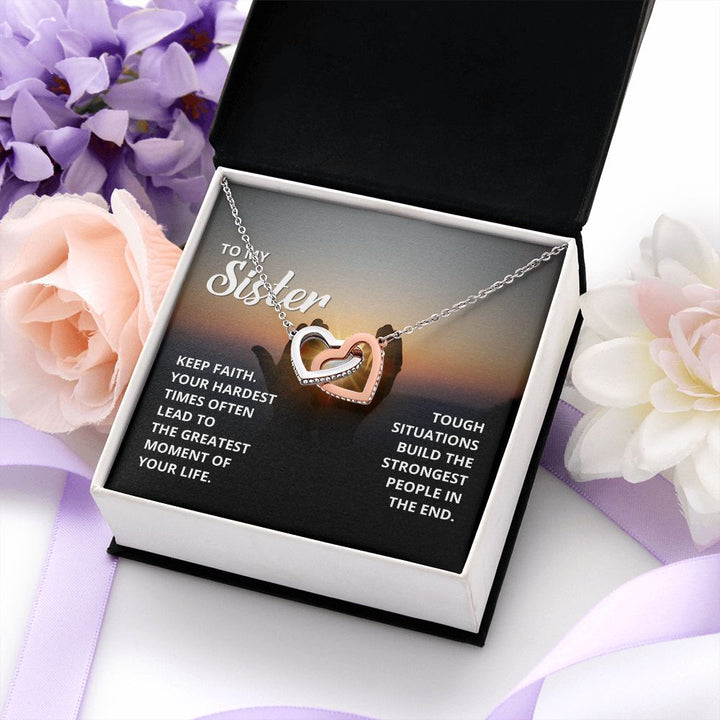 To My Sister | Words of encouragement for my amazing sister - Interlocking Hearts Necklace