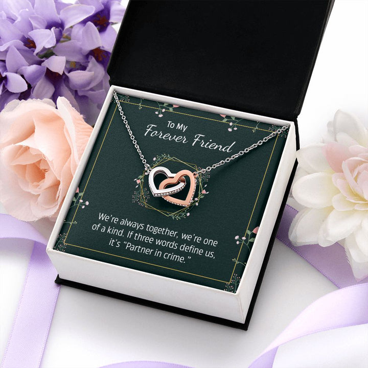 To My Forever Friend | Partner in Crime -  Interlocking Hearts Necklace