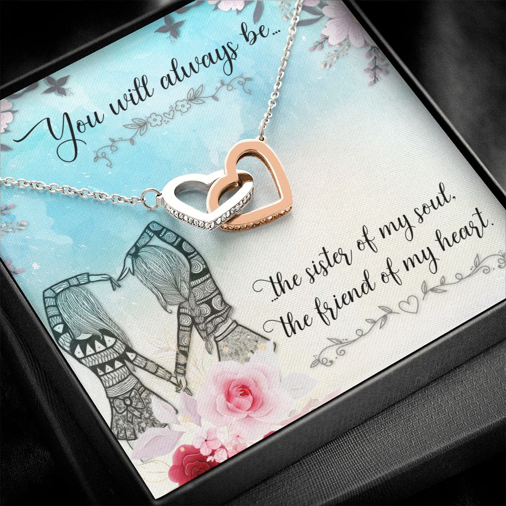 To My Sister | Connected at the Soul - Interlocking Hearts Necklace