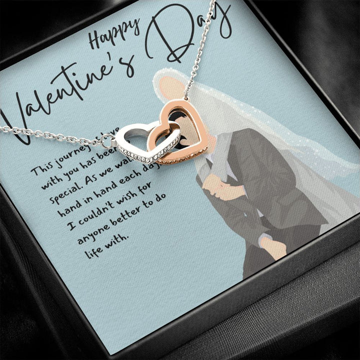 Happy Valentine's Day | Love is a Journey, Not a Destination - Interlocking Hearts Necklace