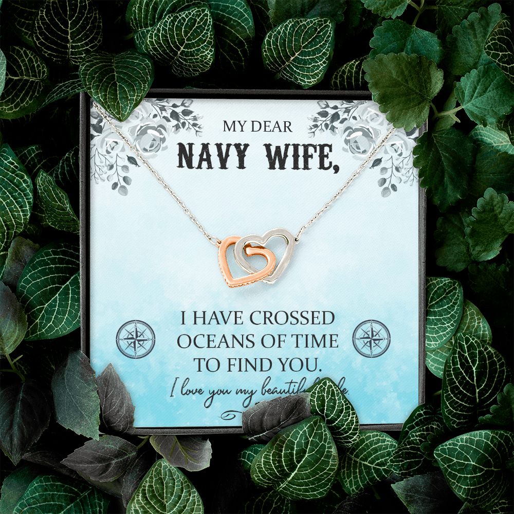 To My Navy Wife | Proud to Stand by Your Side - Interlocking Hearts Necklace