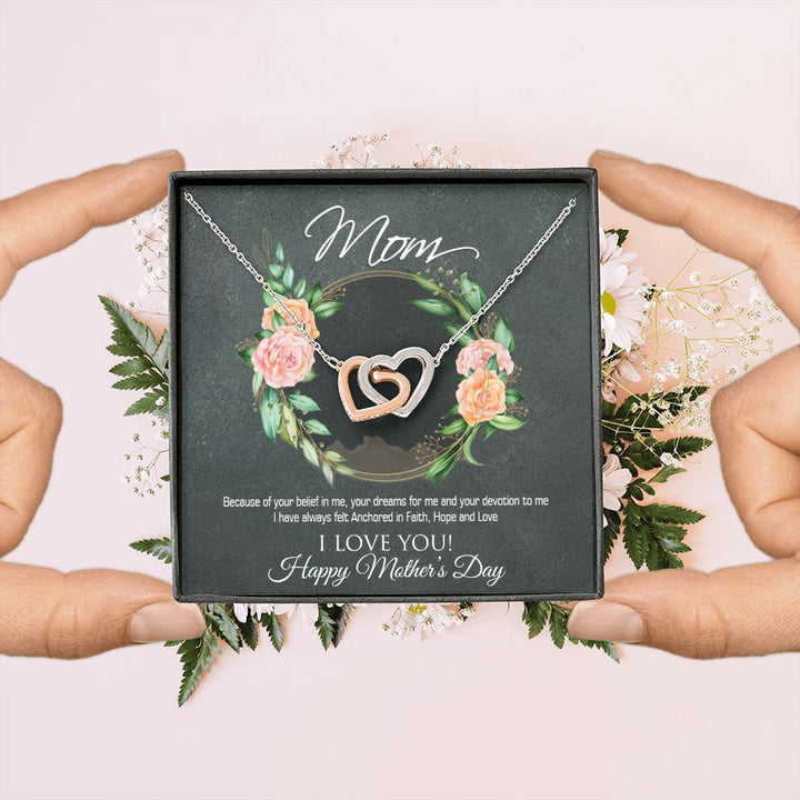 Happy Mother's Day | Anchored in Faith, Hope and Love - Interlocking Hearts Necklace