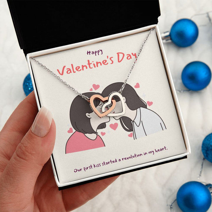 Happy Valentine's | A Match Made in Heaven LGBTQ for Women - Interlocking Hearts Necklace