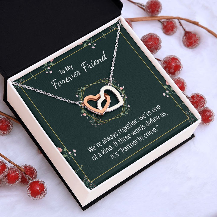 To My Forever Friend | Partner in Crime -  Interlocking Hearts Necklace