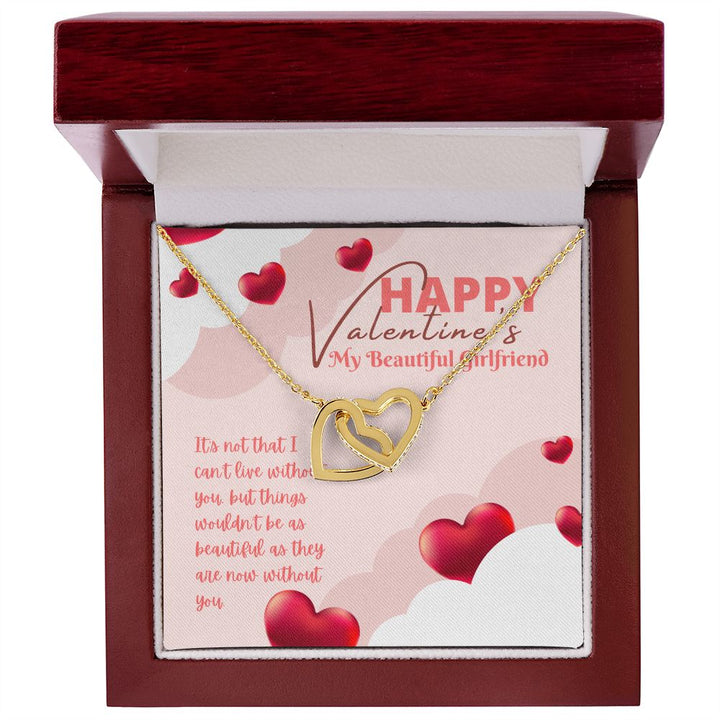 Happy Valentine's My Beautiful Girlfriend | Love's Unbreakable Bond - Interlocking Hearts Necklace