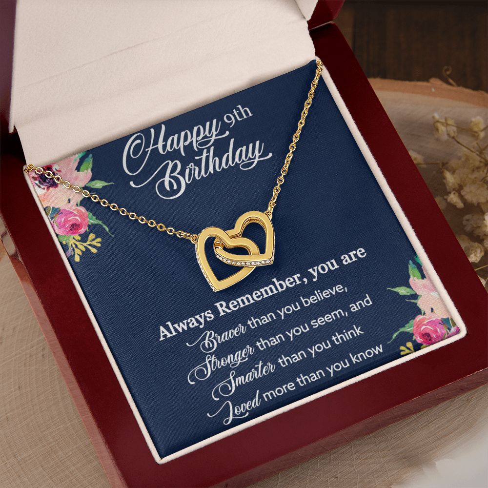 Happy 9th Birthday | Always Remember you are loved more than you know - Interlocking Hearts Necklace