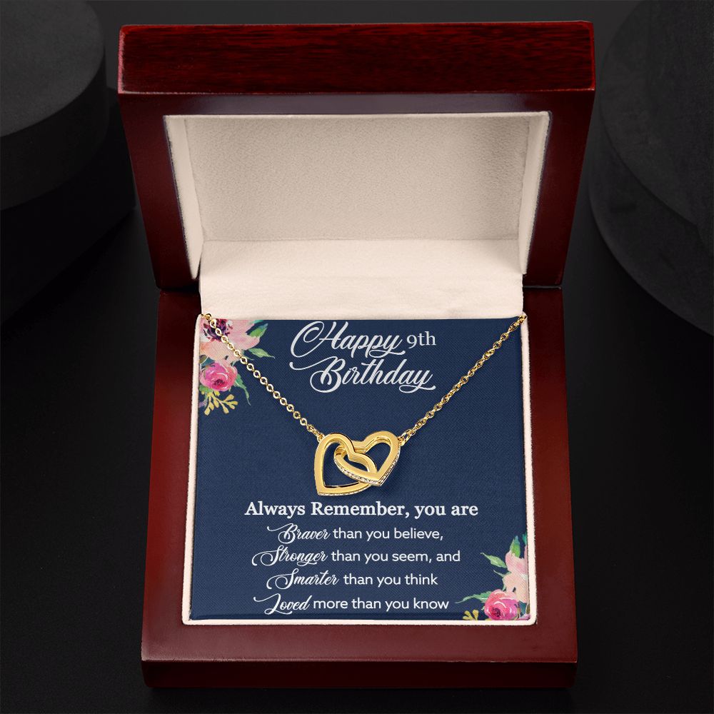 Happy 9th Birthday | Always Remember you are loved more than you know - Interlocking Hearts Necklace
