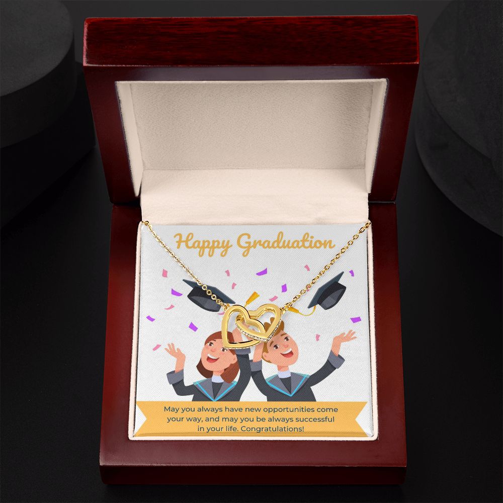 Happy Graduation | Hats Off to You - Interlocking Hearts Necklace