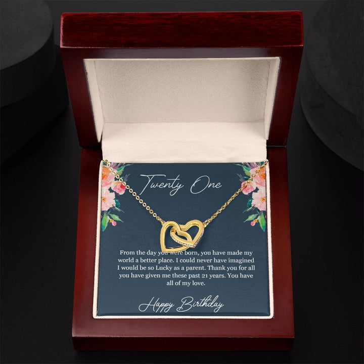 Happy Birthday | You have made my world a better place - Interlocking Hearts Necklace