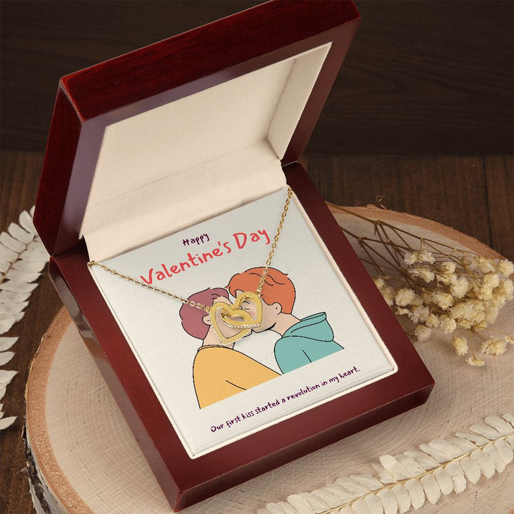 Happy Valentine's Day | A Revolution in my Heart LGBTQ for Men - Interlocking Hearts Necklace