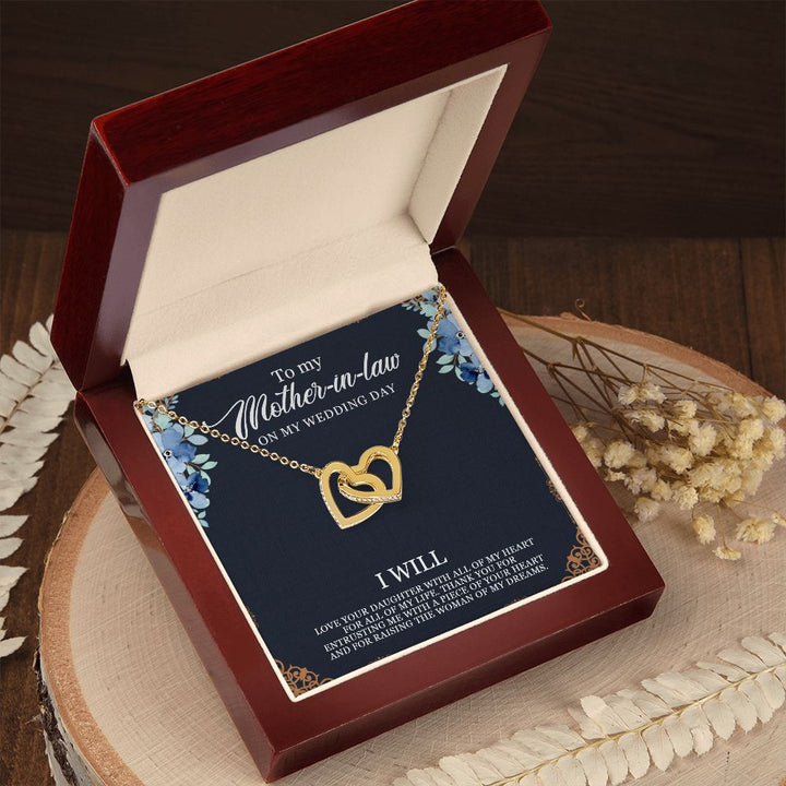To My Mother-in-Law on my Wedding Day | Thank you for entrusting me with a piece of your heart - Interlocking Hearts Necklace