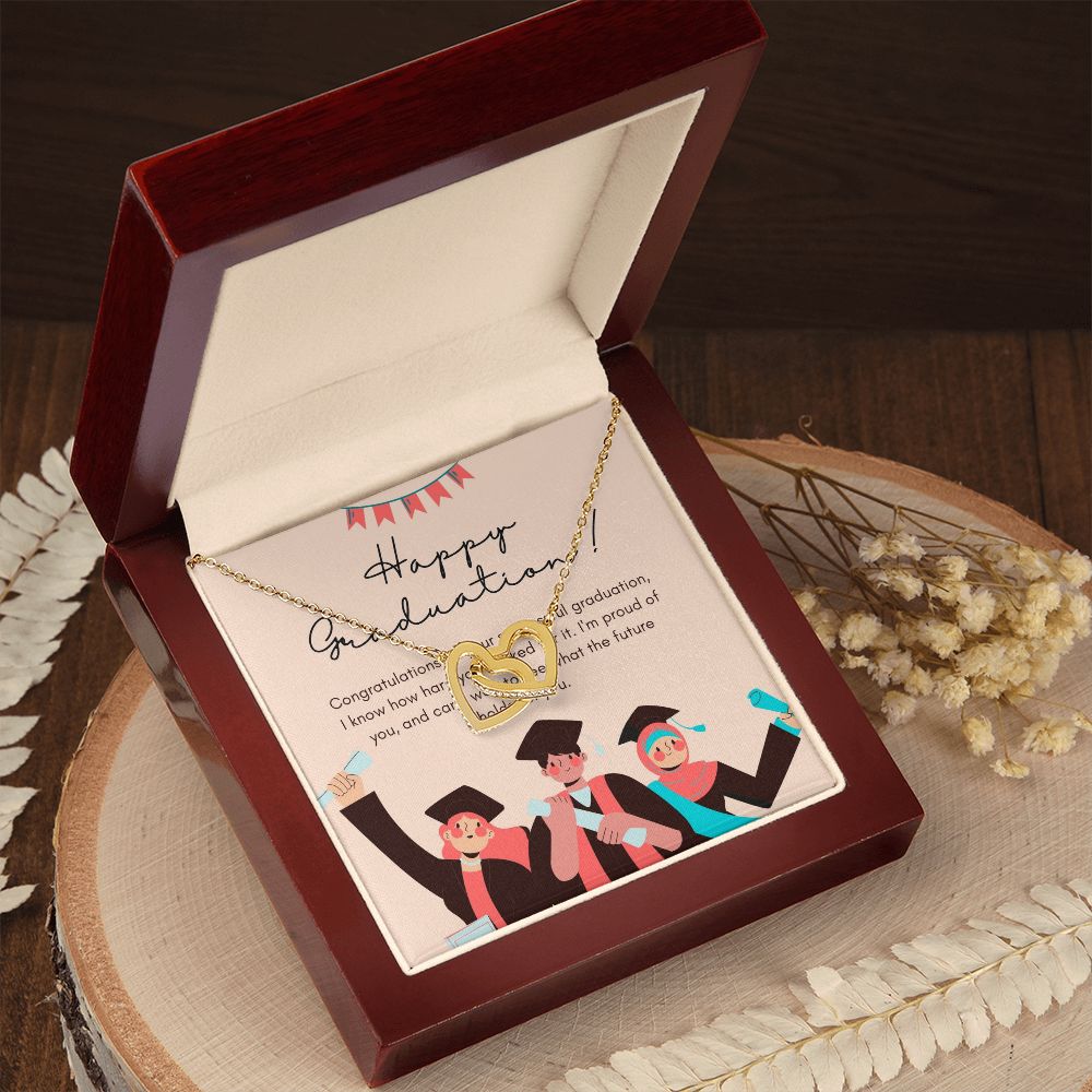 Happy Graduation | Start of a Bright Future - Interlocking Hearts Necklace