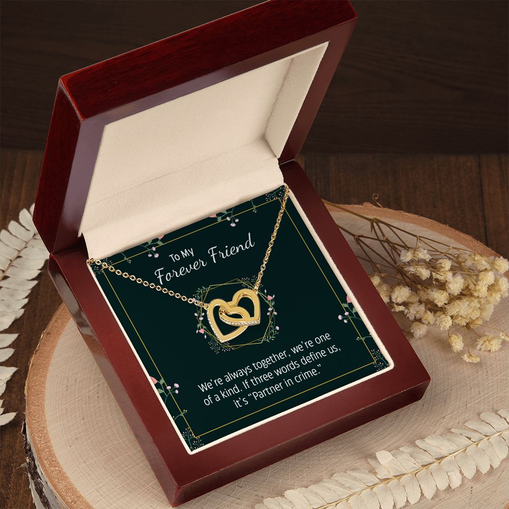 To My Forever Friend | Partner in Crime -  Interlocking Hearts Necklace