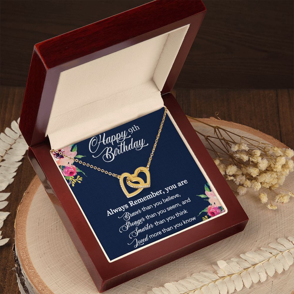 Happy 9th Birthday | Always Remember you are loved more than you know - Interlocking Hearts Necklace