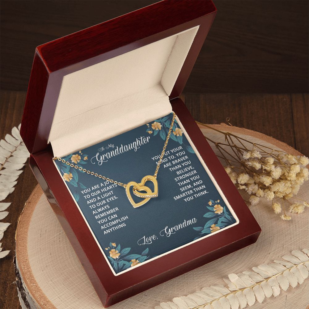 To My Granddaughter | You Light Up My Life, Granddaughter - Interlocking Hearts Necklace