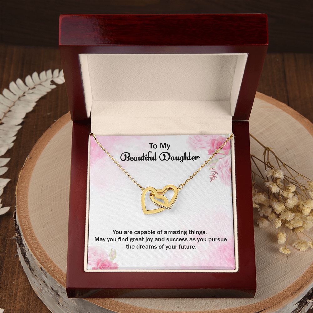 To My Beautiful Daughter | Graduate: A Step Towards Success! - Interlocking Hearts Necklace