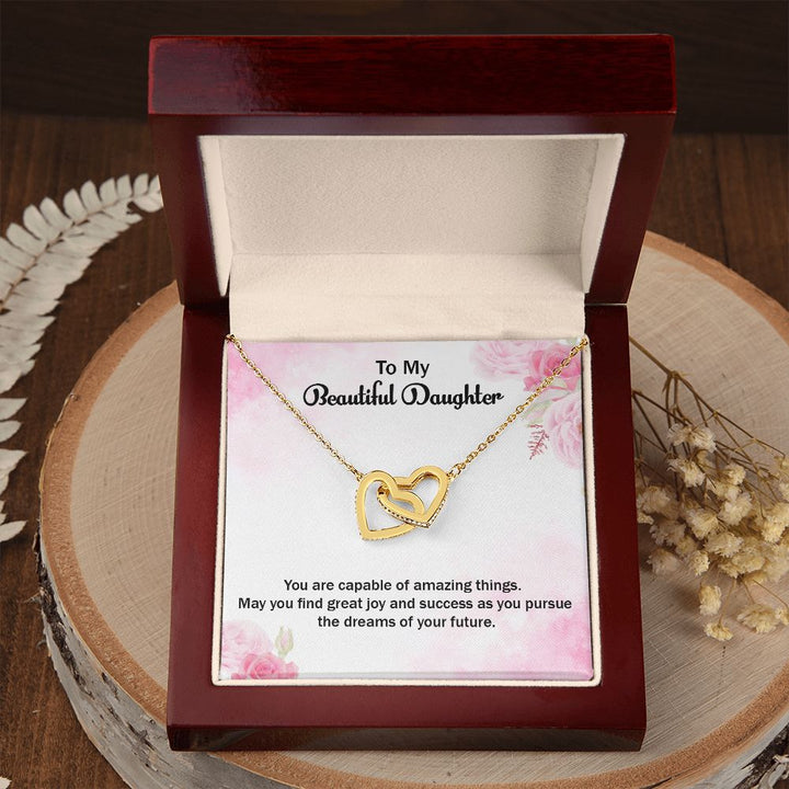 To My Beautiful Daughter | Graduate: A Step Towards Success! - Interlocking Hearts Necklace