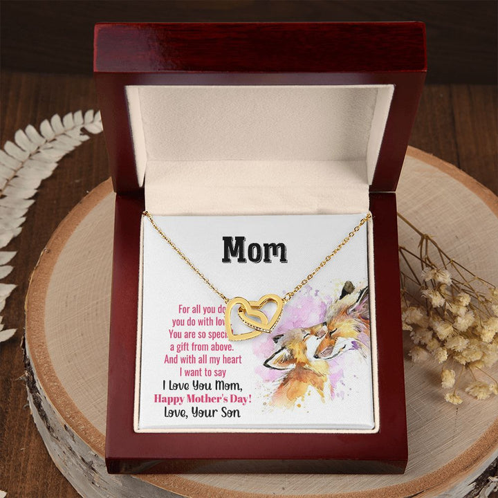 Happy Mother's Day | Eternally cherished, Mom - Interlocking Hearts Necklace