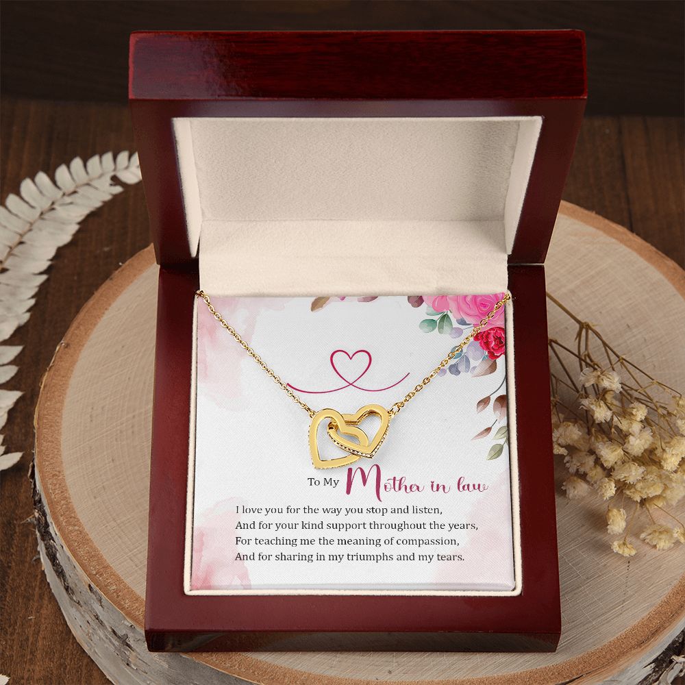 To My Mother-In-Law | A Heart Full of Love and Laughter - Interlocking Hearts Necklace