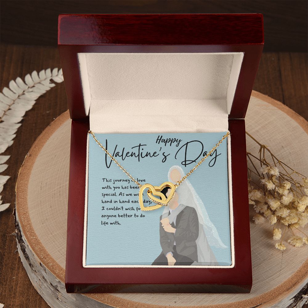 Happy Valentine's Day | Love is a Journey, Not a Destination - Interlocking Hearts Necklace
