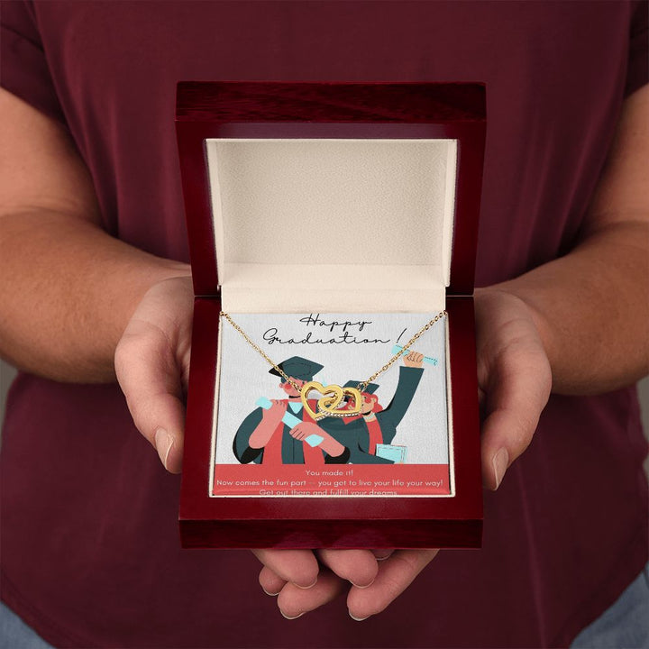 Happy Graduation | Proudly Commending You - Interlocking Hearts Necklace