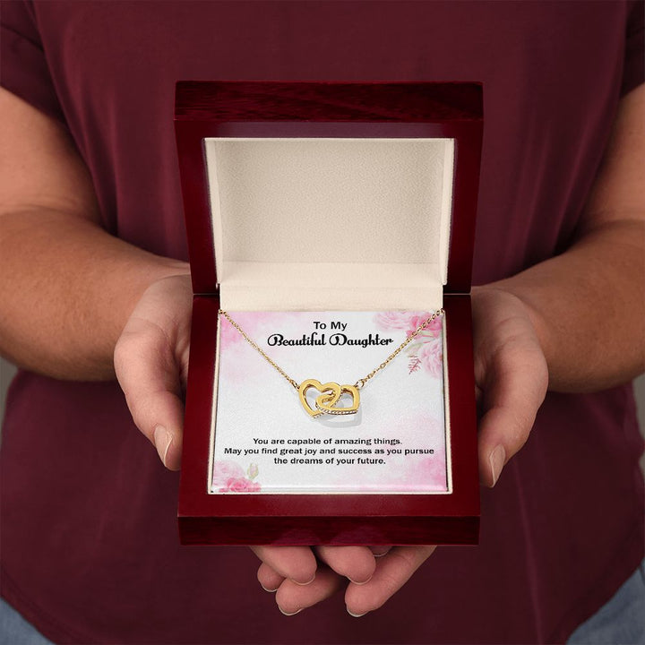 To My Beautiful Daughter | Graduate: A Step Towards Success! - Interlocking Hearts Necklace