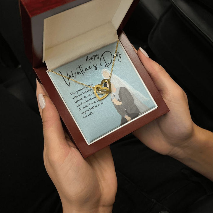 Happy Valentine's Day | Love is a Journey, Not a Destination - Interlocking Hearts Necklace