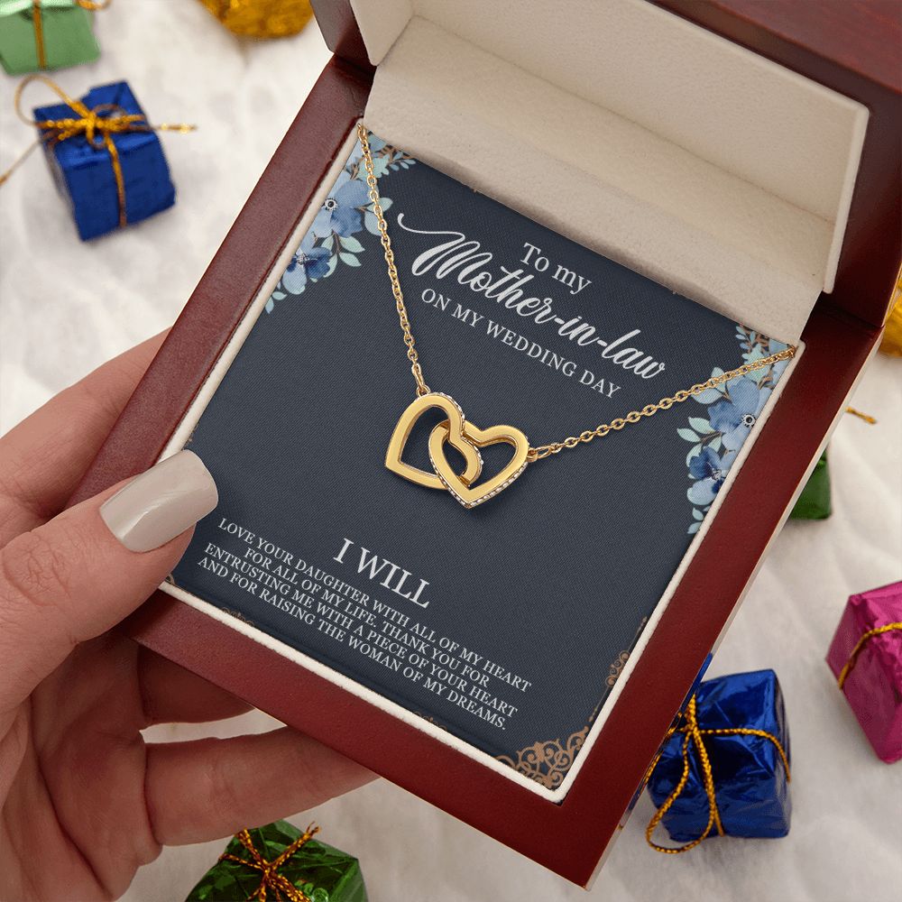 To My Mother-in-Law on my Wedding Day | Thank you for entrusting me with a piece of your heart - Interlocking Hearts Necklace