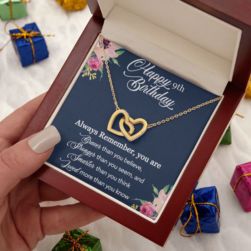 Happy 9th Birthday | Always Remember you are loved more than you know - Interlocking Hearts Necklace