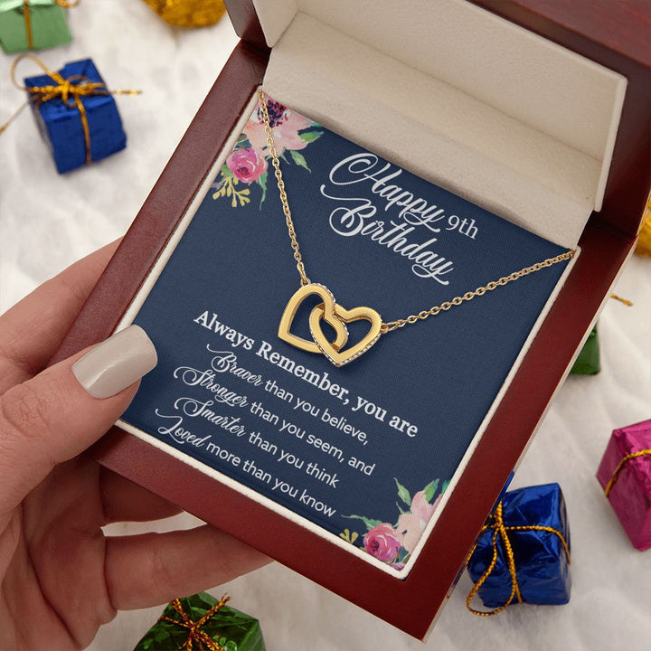 Happy 9th Birthday | Always Remember you are loved more than you know - Interlocking Hearts Necklace