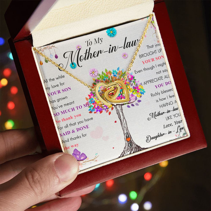 To My Mother-in-Law | Love, Your Daughter-in-Law - Interlocking Heart Necklace