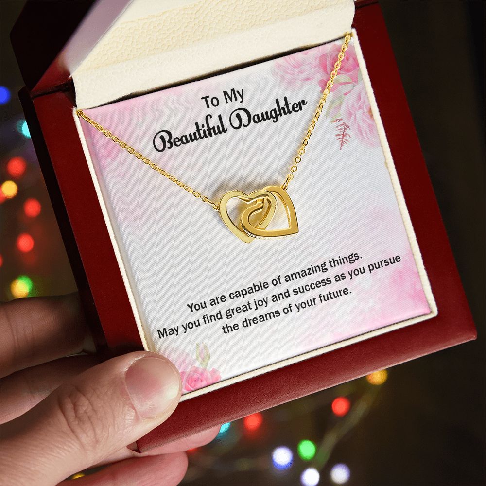 To My Beautiful Daughter | Graduate: A Step Towards Success! - Interlocking Hearts Necklace