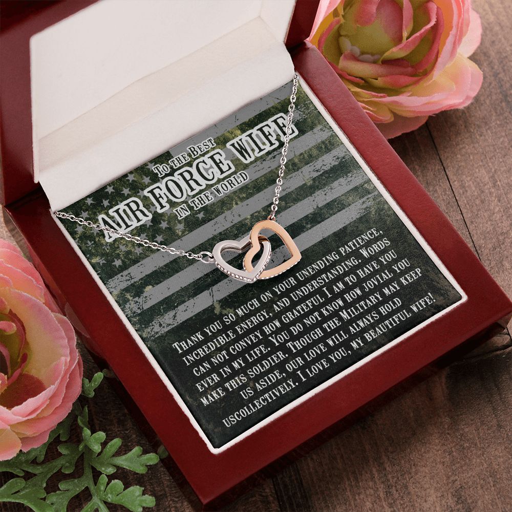 To My Airforce Wife | You are my everything, my love, my life - Interlocking Hearts Necklace