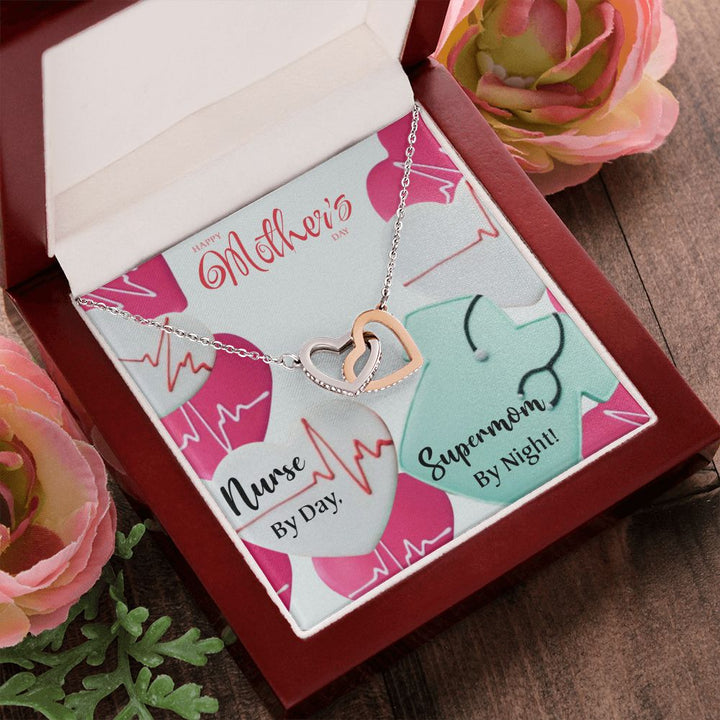 Mother's Day | Nurse by Day Supermom by Night - Interlocking Hearts Necklace