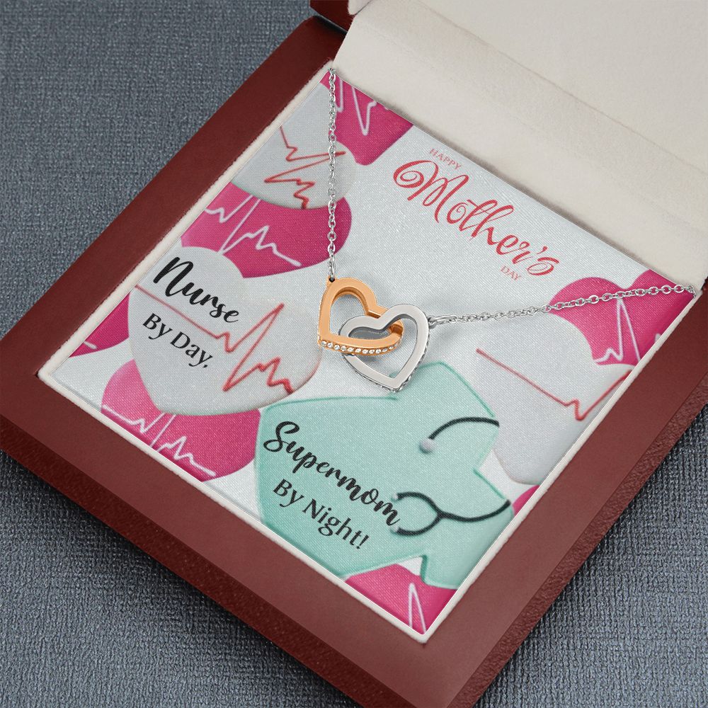 Mother's Day | Nurse by Day Supermom by Night - Interlocking Hearts Necklace