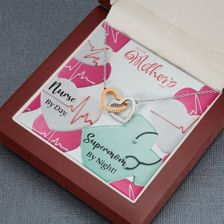 Mother's Day | Nurse by Day Supermom by Night - Interlocking Hearts Necklace
