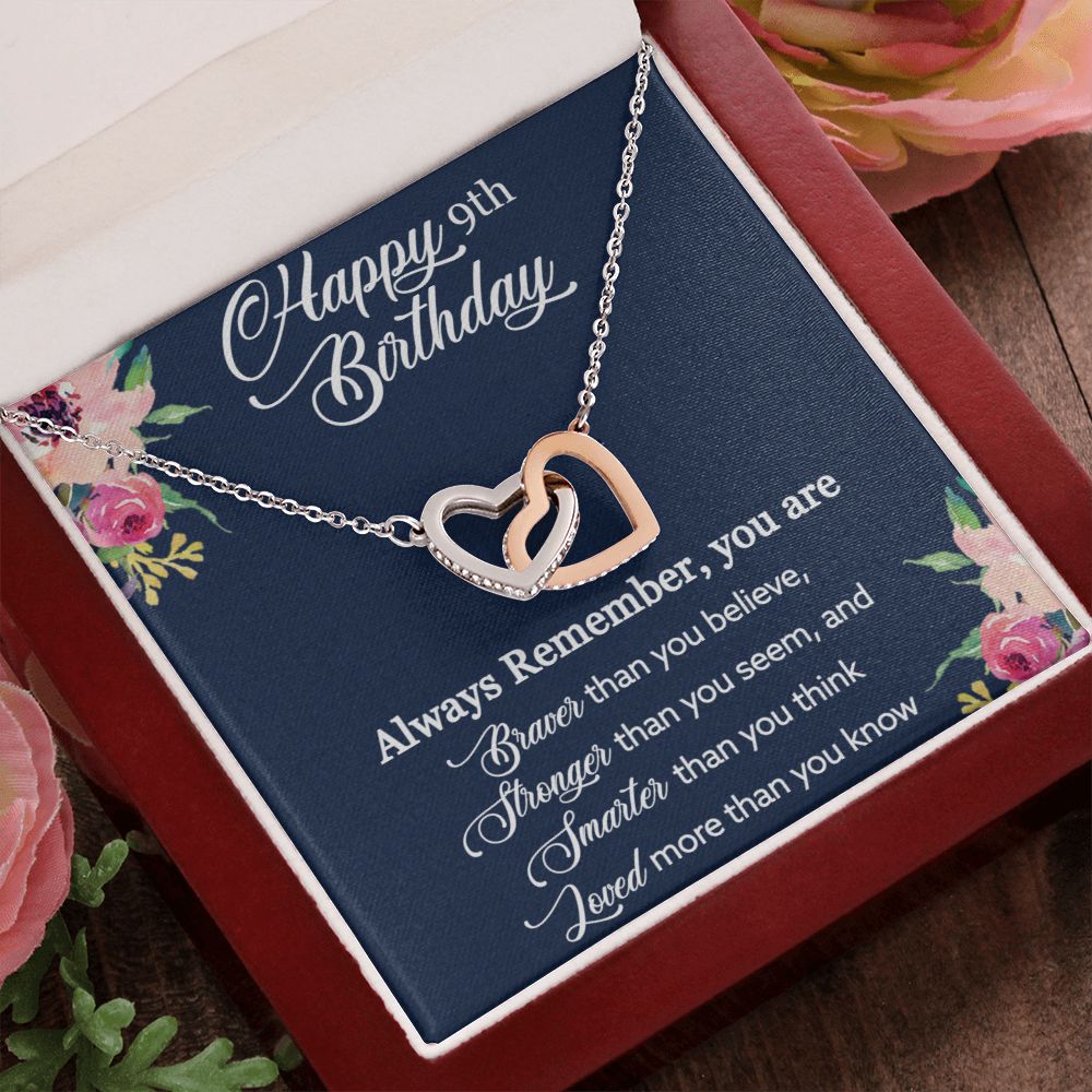 Happy 9th Birthday | Always Remember you are loved more than you know - Interlocking Hearts Necklace