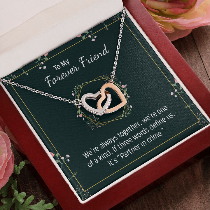 To My Forever Friend | Partner in Crime -  Interlocking Hearts Necklace