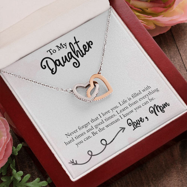 To My Daughter | Never Forget That I Love You - Interlocking Hearts Necklace