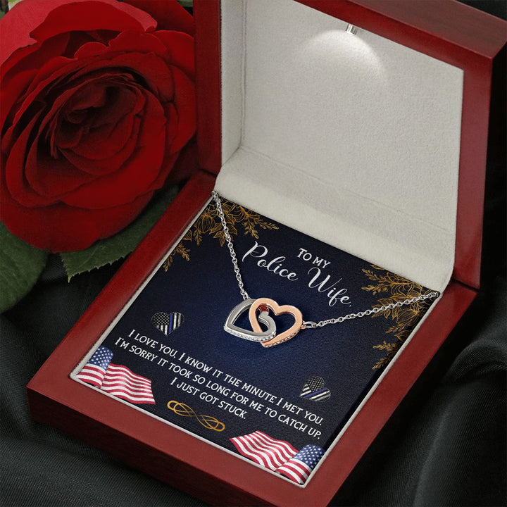 To My Police Wife | You are the Backbone of the Force - Interlocking Hearts Necklace