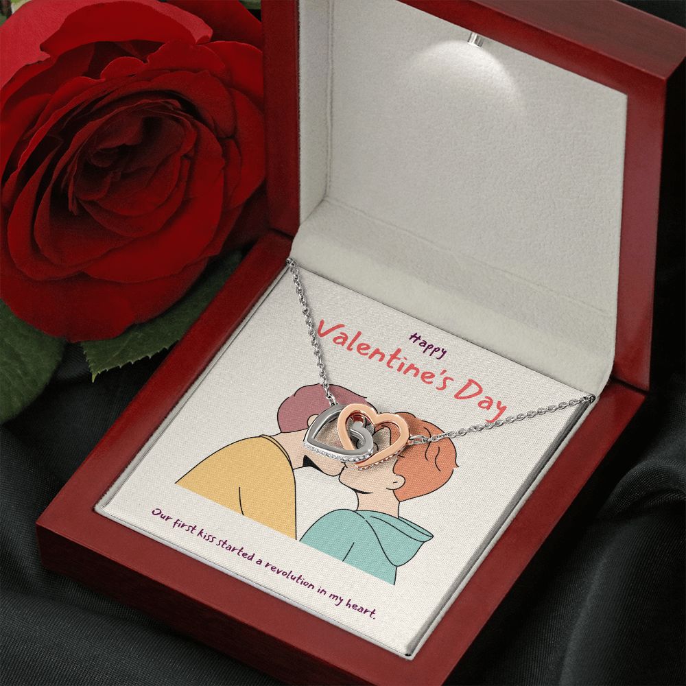 Happy Valentine's Day | A Revolution in my Heart LGBTQ for Men - Interlocking Hearts Necklace