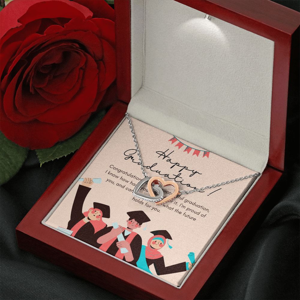 Happy Graduation | Start of a Bright Future - Interlocking Hearts Necklace