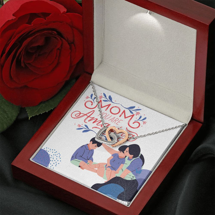 Happy Mother's Day | My Amazing Mom - Interlocking Hearts Necklace