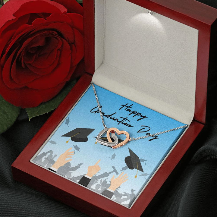 Happy Graduation | The World Awaits - Interlocking Hearts Necklace