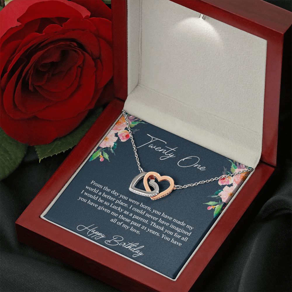 Happy Birthday | You have made my world a better place - Interlocking Hearts Necklace