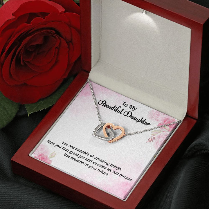 To My Beautiful Daughter | Graduate: A Step Towards Success! - Interlocking Hearts Necklace