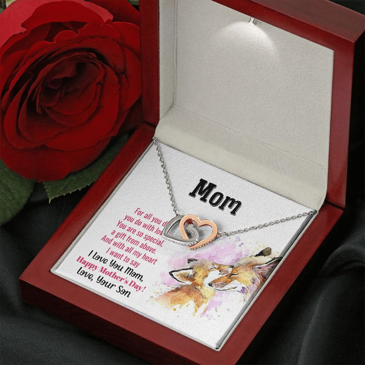 Happy Mother's Day | Eternally cherished, Mom - Interlocking Hearts Necklace