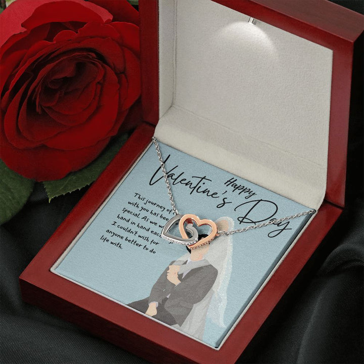 Happy Valentine's Day | Love is a Journey, Not a Destination - Interlocking Hearts Necklace