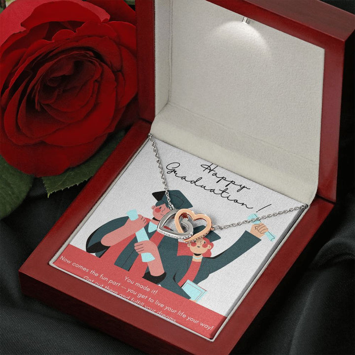 Happy Graduation | Proudly Commending You - Interlocking Hearts Necklace